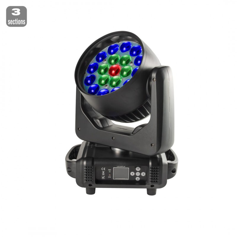 4x Moving Heads ZOOM 19x15W 3 Section (zestaw) FLASH Nowość!!!